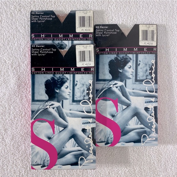 Vintage Presidents Choice Shimmer Cotton Gusset Stockings Pantyhose In Linen x3 - Picture 4 of 8